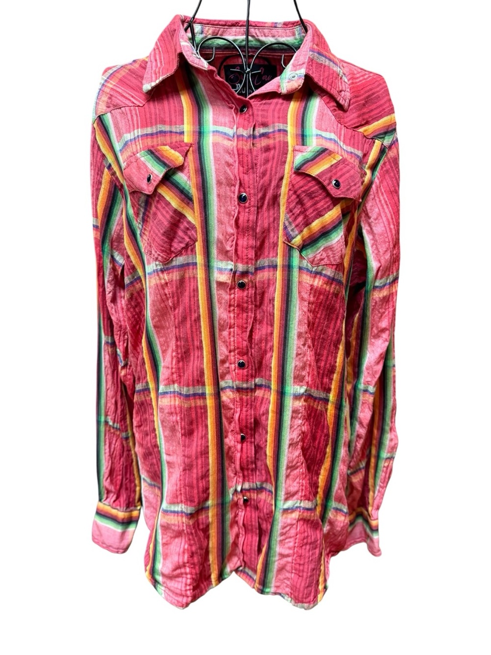 Sherry Cervi RU Apparel Striped Pink Long-Sleeve Casual Button-Down Shirt